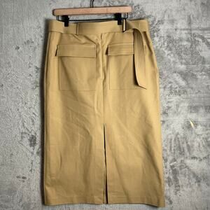REISS Oakley Midi Pencil Skirt Size 12 Utility Belted Cargo Workwear Camel New